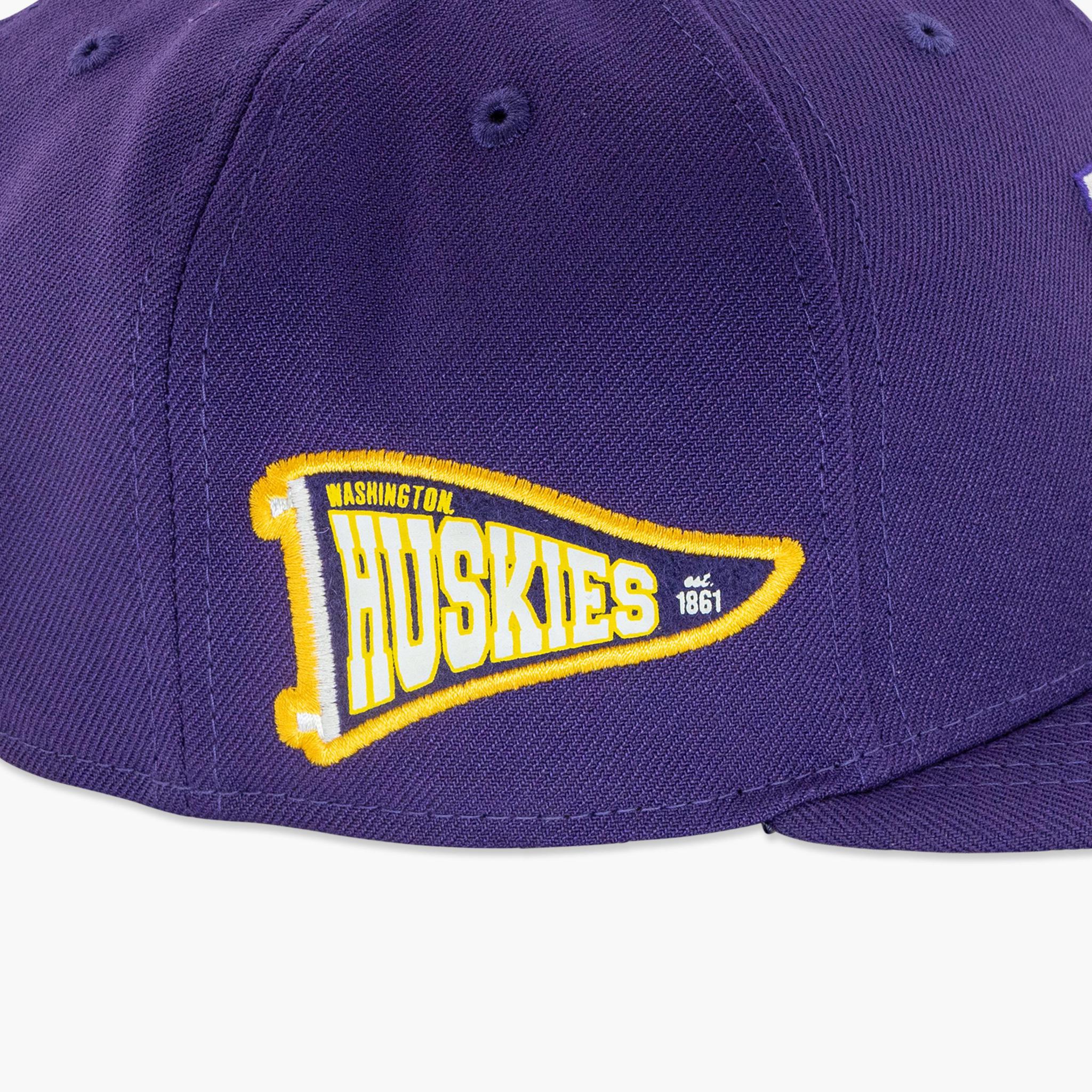 Washington Huskies Classic Throwback Est. 1861 Pennant Fitted Hat - Image 3